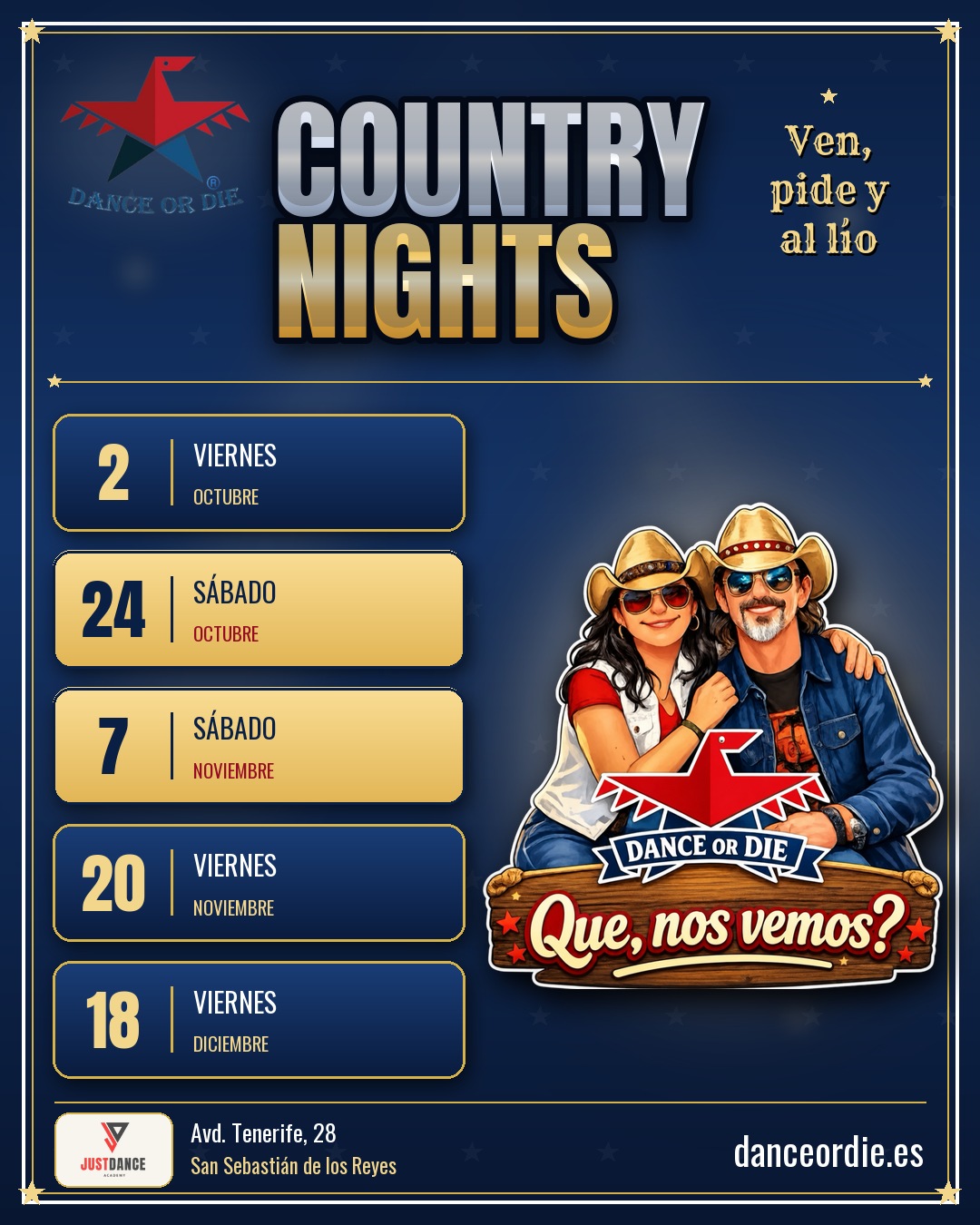 Cartel Country Nights de Dance or Die con las fechas de la temporada